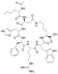 PT-141 Bremelanotide molecular structure diagram illustrating its peptide sequence and chemical composition
